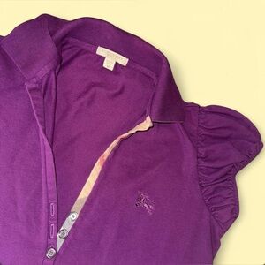 Burberry Deep Purple Puff-Sleeve Polo